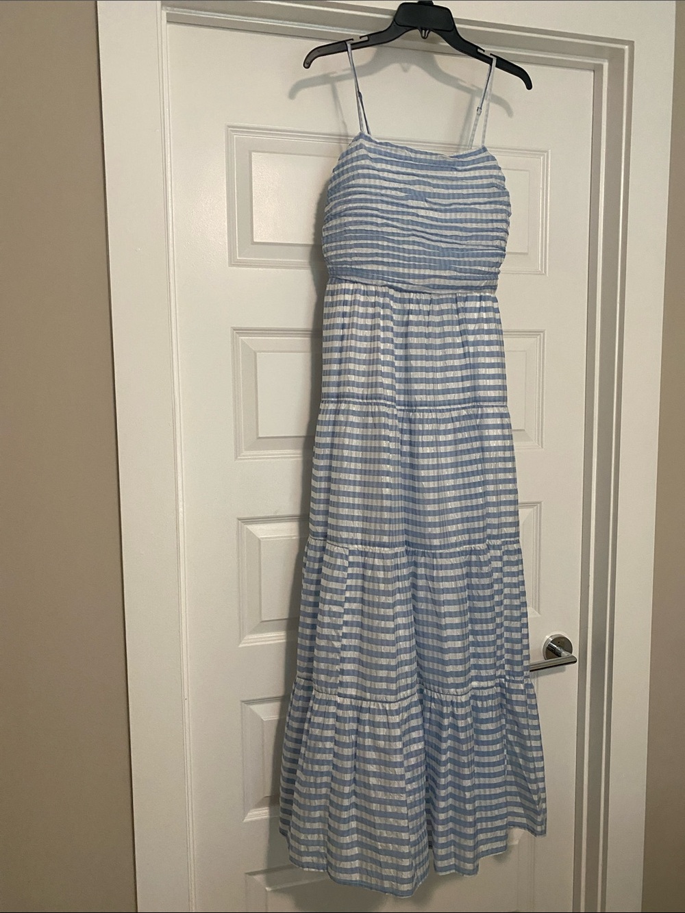Chelsea28 Blue and White Striped Maxi Sundress